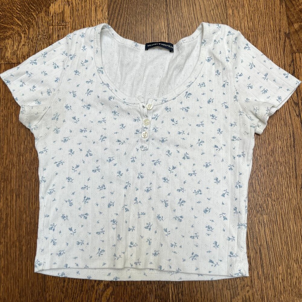 Brandy Melville Blue and White Top